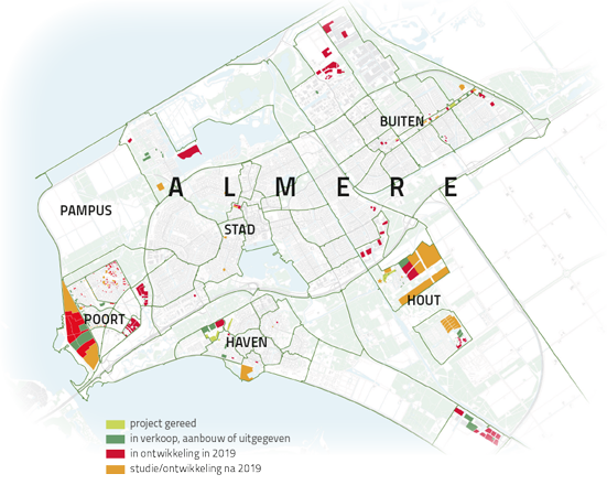 kaart van Almere met gebiedsaanduidingen