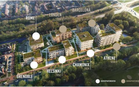 Project Olympiade Amstelveen met 7 woongebouwen