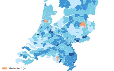 Gemiddelde WOZ-waarde, 2025 t.o.v. 2024