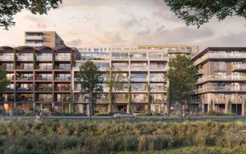Ontwerp Naritaweg Sloterdijk, ontwikkeling door VORM. Afbeelding via VORM
