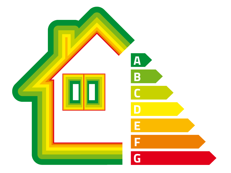 Energielabel --illustratie met huisje
